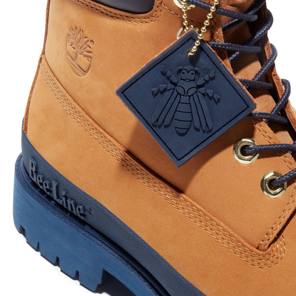 Timberland Mens 6-Inch Boots Bee Line x Waterproof Rubber Toe - Brown/Navy - India MA5382197